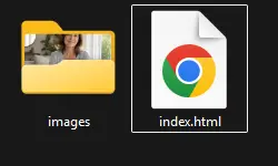 Example of a landing page folder: the index.html file and the images folder