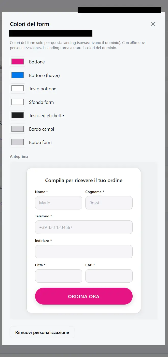 Form colors picker with live preview