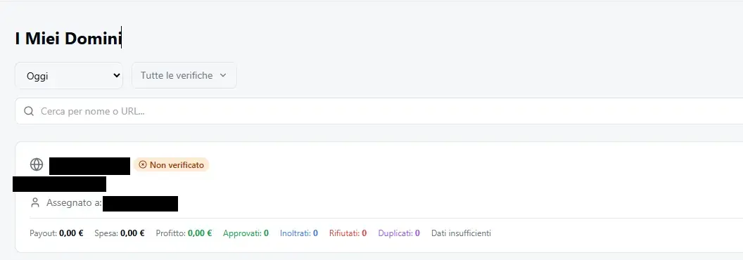 The new domain in the list, with the "Not verified" badge