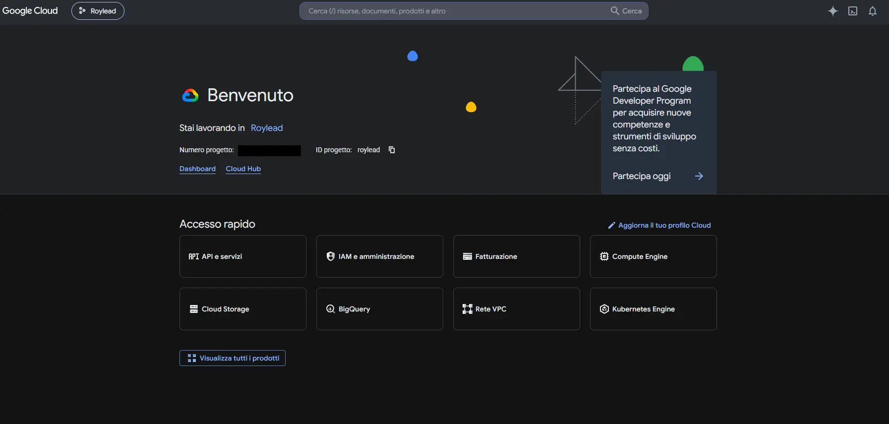Google Cloud Console screen