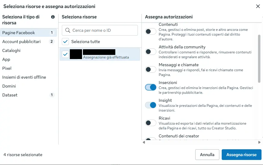 La page attribuée avec les tâches « Publicités » et « Statistiques »