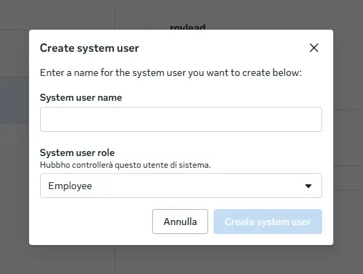 Creating the system user